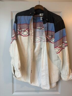 Riders by Lee Southwestern Button-Up Jacket in Blue, Black & Cream